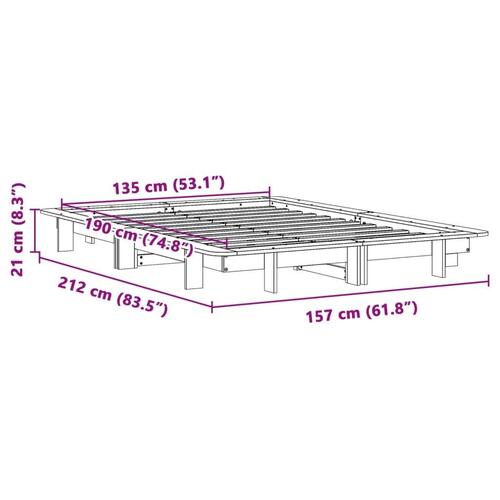 Sengeramme uden madras 135x190 cm massivt fyrretræ hvid