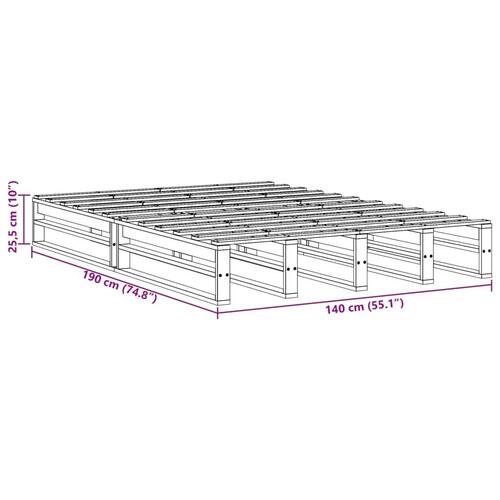 Sengeramme uden madras 140x190 cm massivt fyrretræ