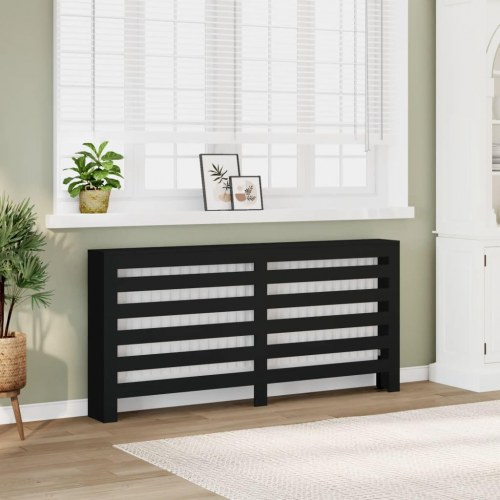 Radiatorskjuler med hylde 175 x 20 x 82 cm - sort