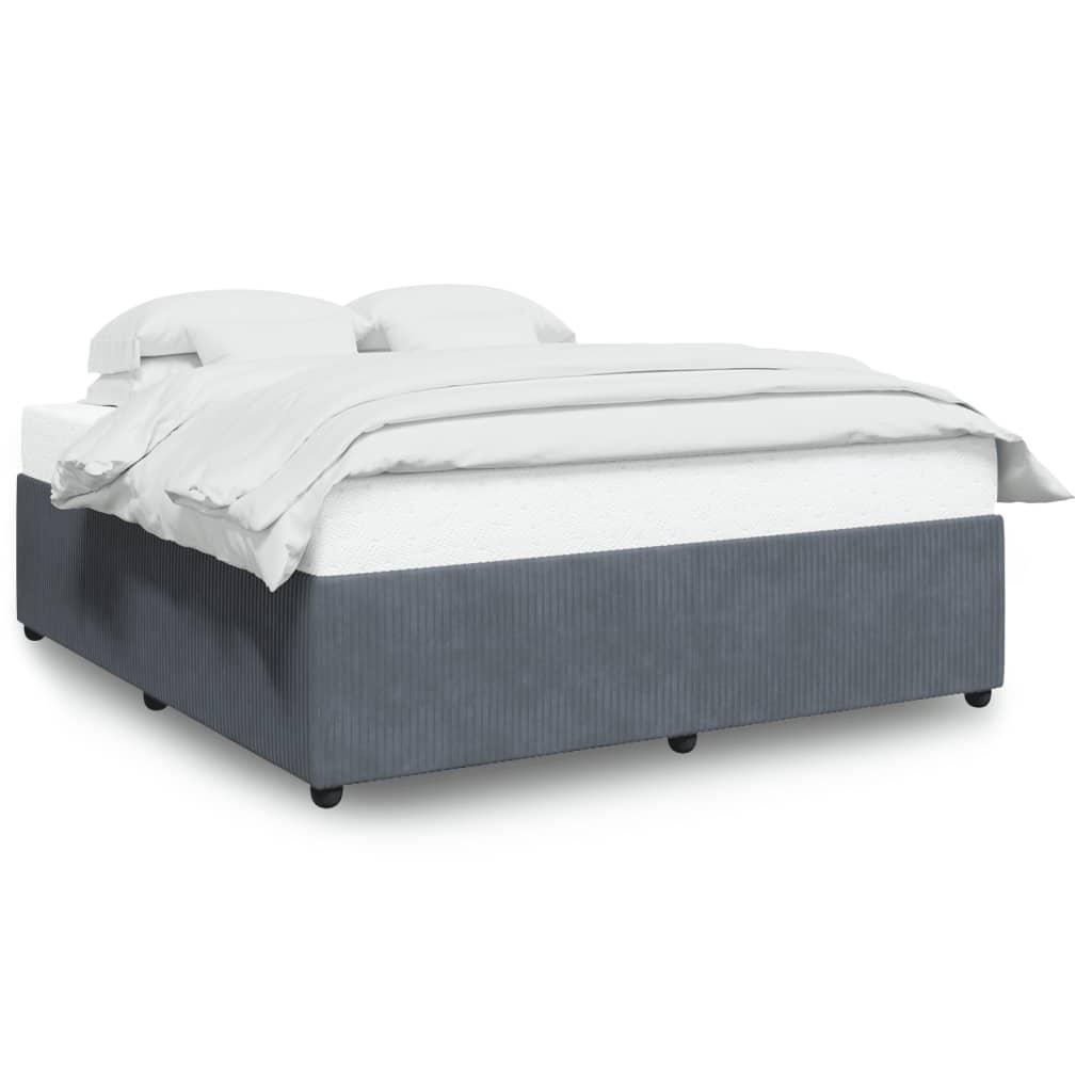 Sengeramme uden madras Mørkegrå 200x200 cm Fløjl billede