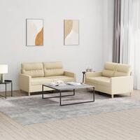 2 personers sofa med hynder stof cremefarvet
