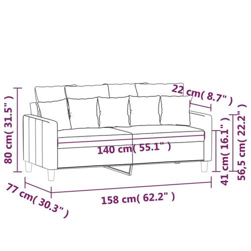 2-personers sofa 140 cm fløjl lyserød