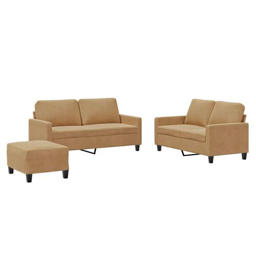 3 personers sofa med hynder velour brun
