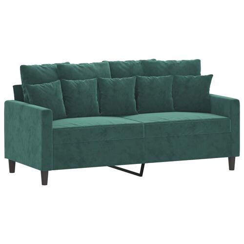3 personers sofa med hynder velour mørkegrøn