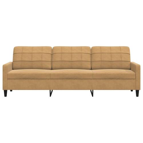 3-personers sofa 210 cm fløjl brun