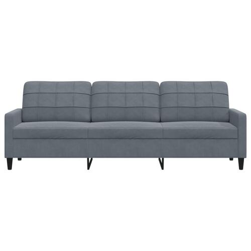 3-personers sofa 210 cm fløjl mørkegrå