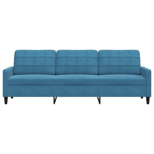 3-personers sofa 210 cm velour blå