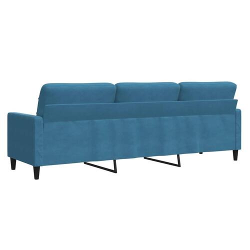 3-personers sofa 210 cm velour blå