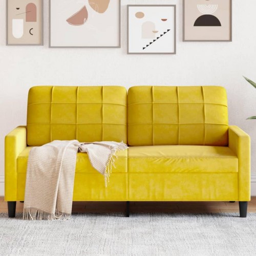 2-personers sofa i gul fløjl