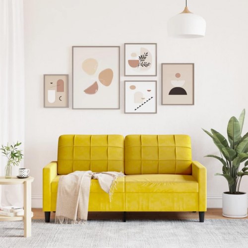 2-personers sofa i gul fløjl