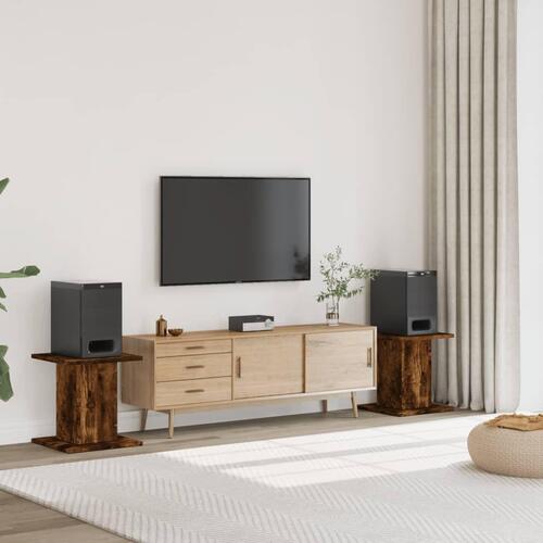 Højtalerstativer 2 stk. 30x30x40cm konstrueret træ røget egetræ