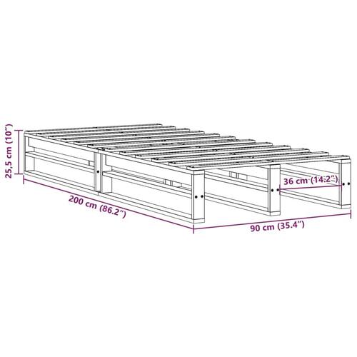 Sengeramme uden madras 90x200 cm massivt fyrretræ