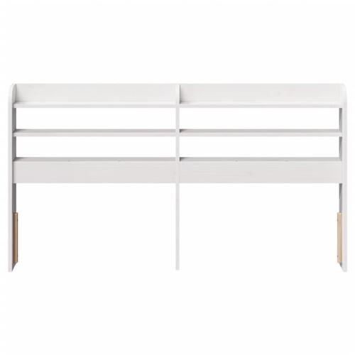 Sengegavl med hylder 150 cm massivt fyrretræ hvid