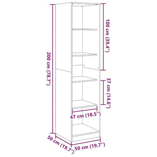 Klædeskab 50x50x200 cm konstrueret træ grå sonoma-eg