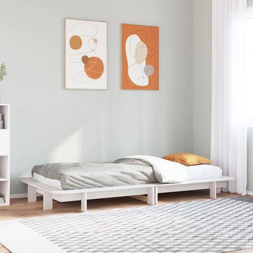 Sengeramme uden madras 100x200 cm massivt fyrretræ hvid