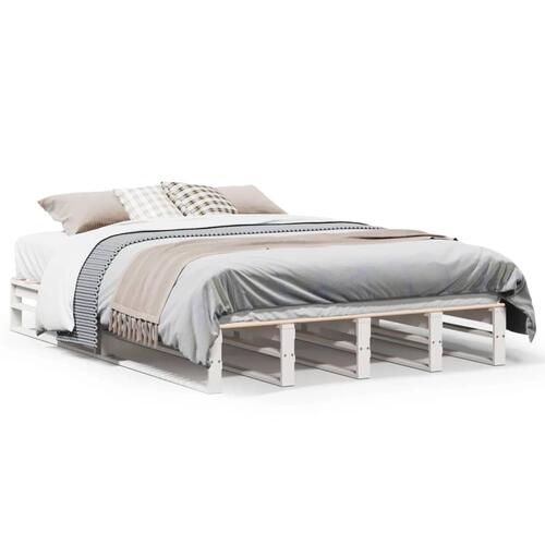 Sengeramme uden madras 150x200 cm massivt fyrretræ hvid