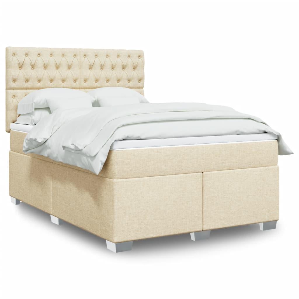 Kontinentalseng med madras 140x190 cm stof cremefarvet billede
