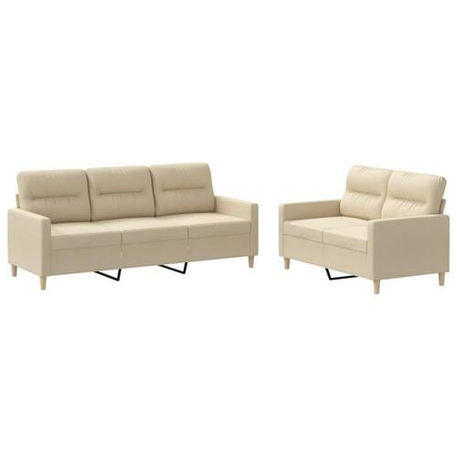 2 personers sofa med hynder stof cremefarvet