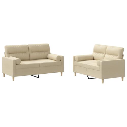 2 personers sofa med puder stof cremefarvet