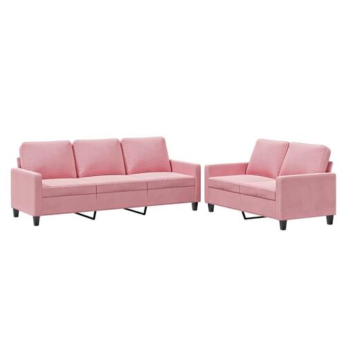 2 personers sofa med hynder velour lyserød
