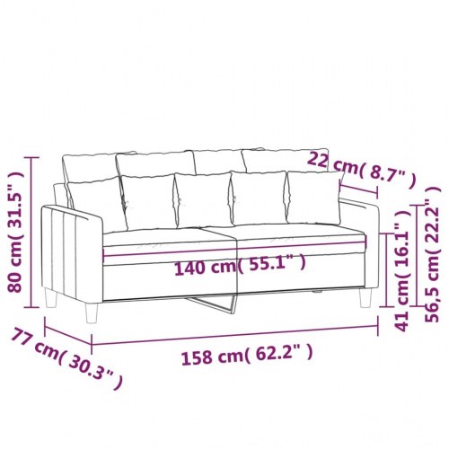 2-personers sofa i velour 140 cm - cremefarvet