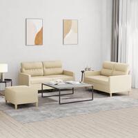 3 personers sofa med hynder stof cremefarvet