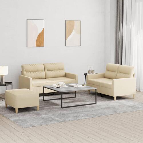 3 personers sofa med hynder stof cremefarvet