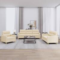 3 personers sofa med hynder stof cremefarvet
