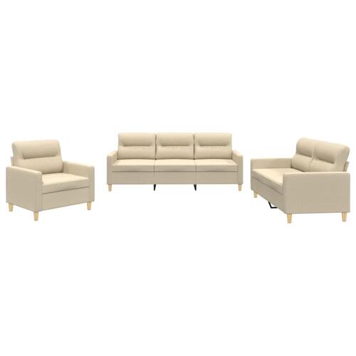 3 personers sofa med hynder stof cremefarvet