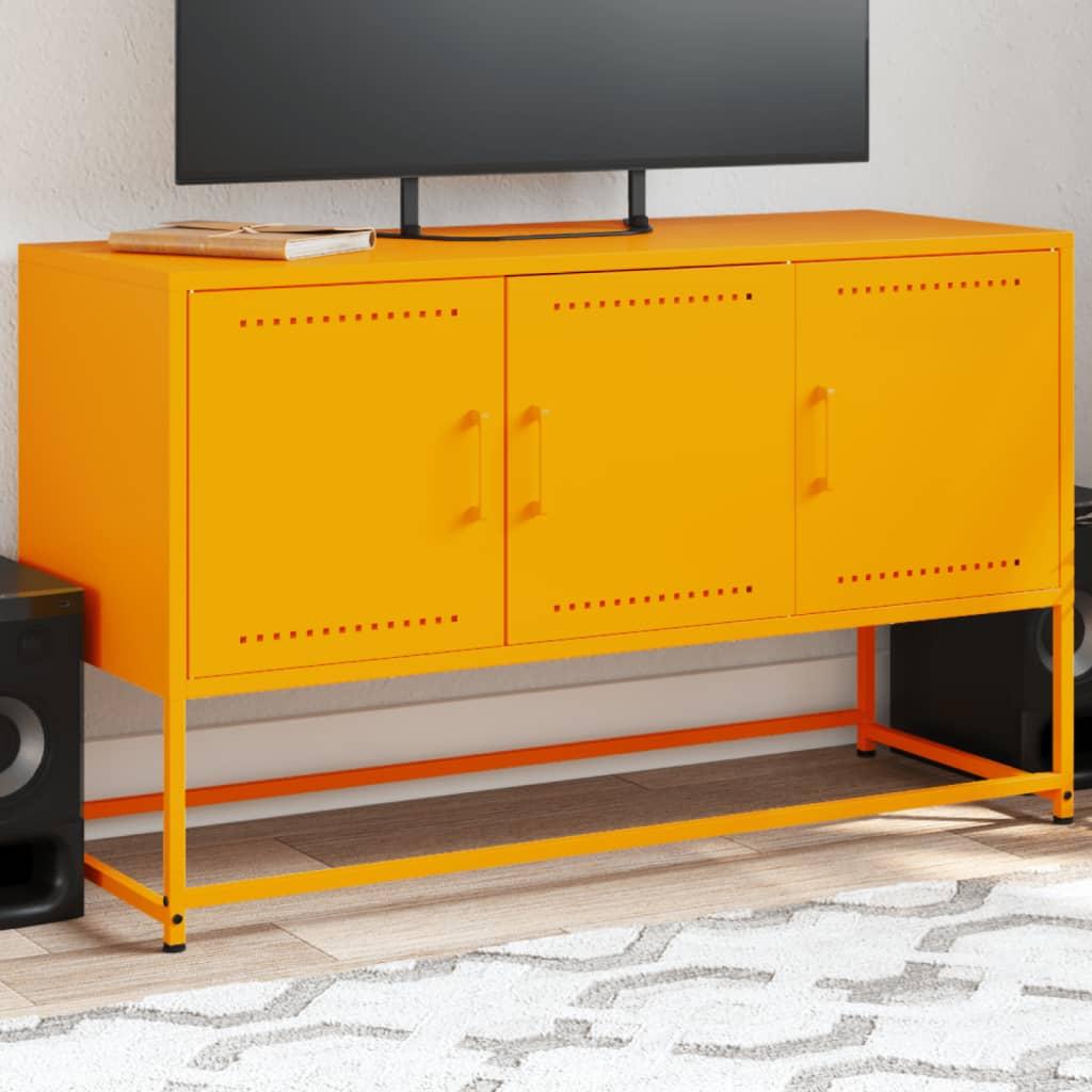 Tv-bord 100,5x39x60,5 cm stål sennepsgul