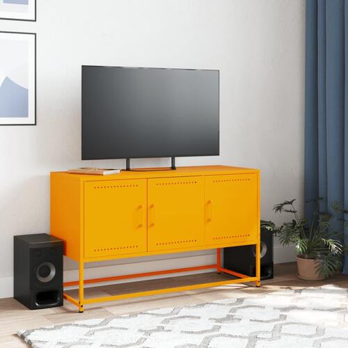 Tv-bord 100,5x39x60,5 cm stål sennepsgul
