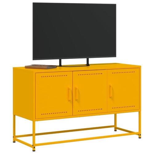 Tv-bord 100,5x39x60,5 cm stål sennepsgul