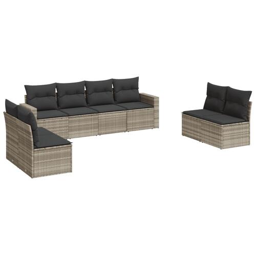 Sofasæt til haven 8 dele med hynder polyrattan lysegrå