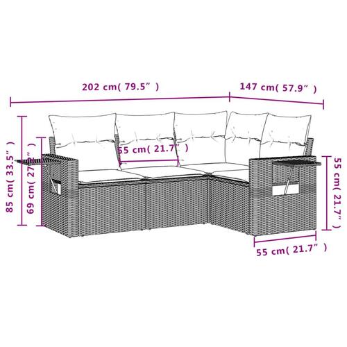 Sofasæt til haven 4 dele med hynder polyrattan lysegrå