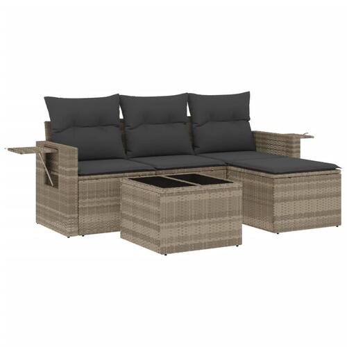 Sofasæt til haven 4 dele med hynder polyrattan lysegrå
