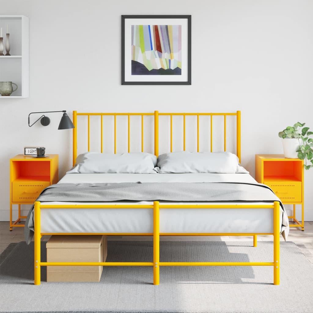 Sengeborde 2 stk. 36x39x60,5 cm stål sennepsgul billede