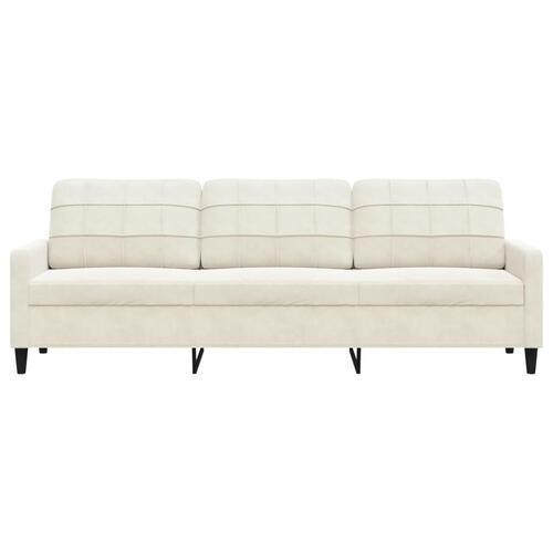 3-personers sofa 210 cm fløjl cremefarvet