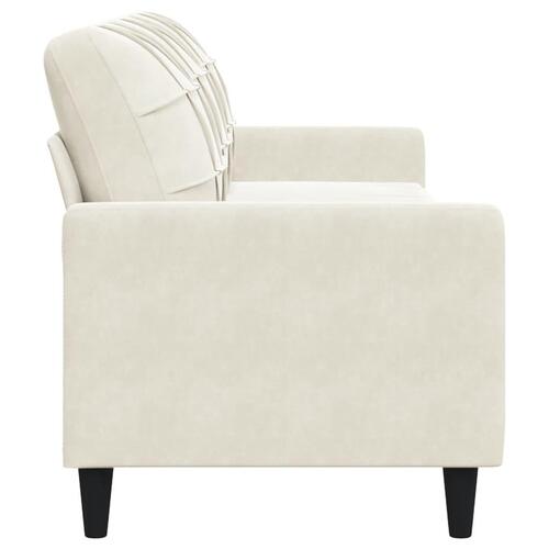 3-personers sofa 210 cm fløjl cremefarvet