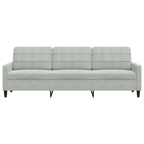 3-personers sofa 210 cm fløjl lysegrå