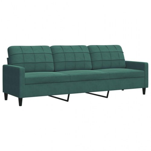 3-personers sofa i fløjl - 226 cm, mørkegrøn
