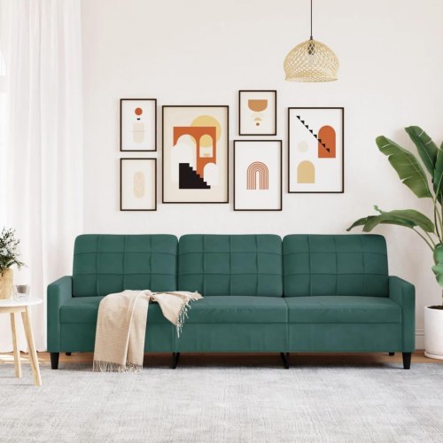 3-personers sofa i fløjl - 226 cm, mørkegrøn