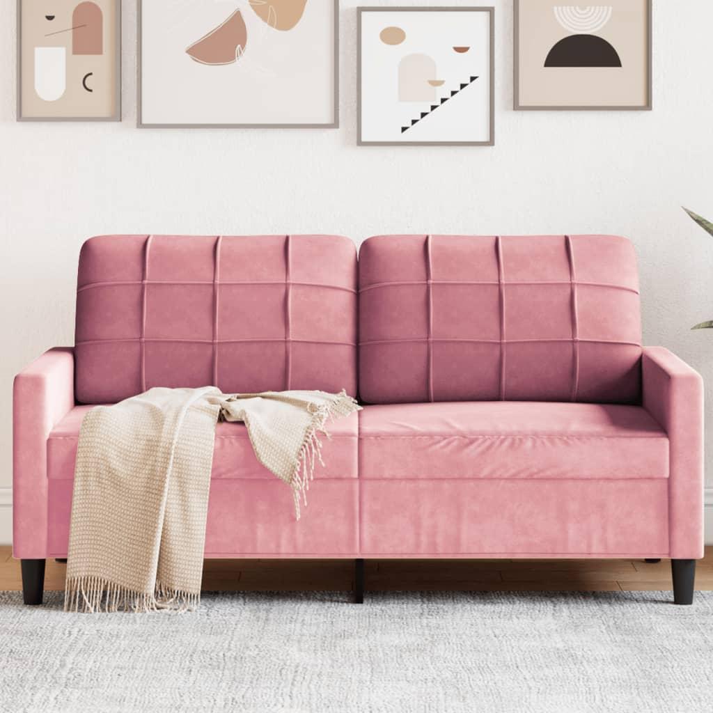 2-personers sofa 140 cm fløjl lyserød