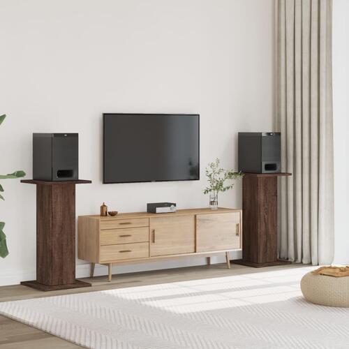 Højtalerstativer 2 stk. 30x30x80 cm konstrueret træ brun egetræ