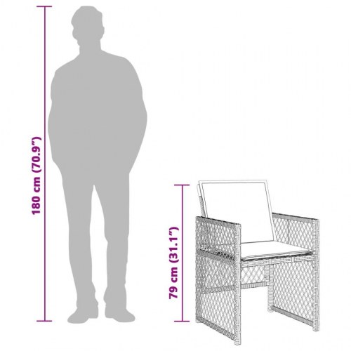 Spisebordssæt til haven 5 dele med hynder polyrattan sort