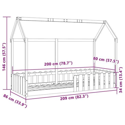Sengeramme til husseng 80x200 cm massivt fyrretræ hvid