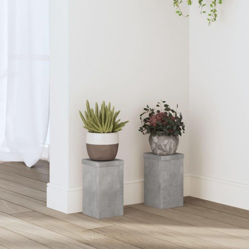Plantestativer - 2 stk. 10 × 10 × 18 cm i konstrueret træ, betongrå