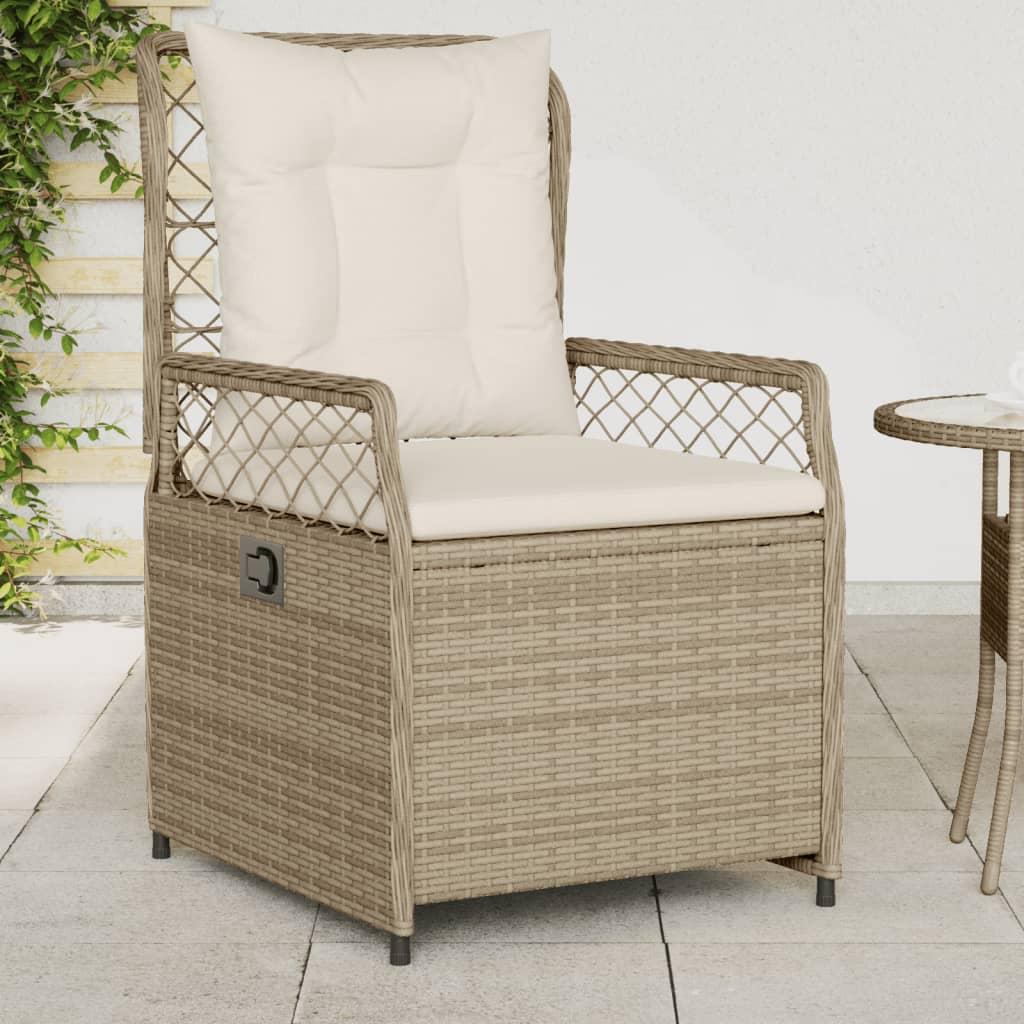 Havestole 2 stk. med lænefunktion polyrattan beige