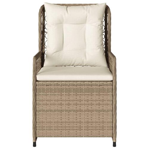 Havestole 2 stk. med lænefunktion polyrattan beige