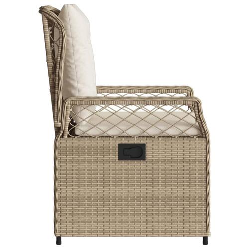 Havestole 2 stk. med lænefunktion polyrattan beige