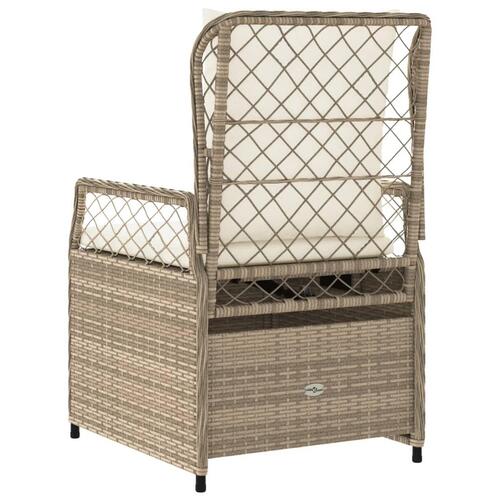 Havestole 2 stk. med lænefunktion polyrattan beige